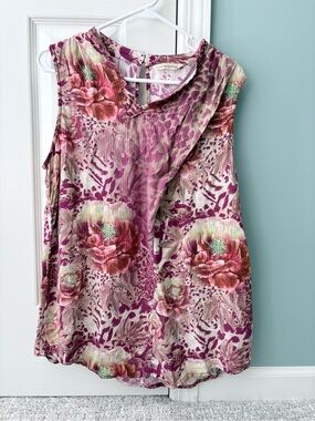 Soft Surroundings Floral Sleeveless Camisole in Pink and Cream Women’s Size M